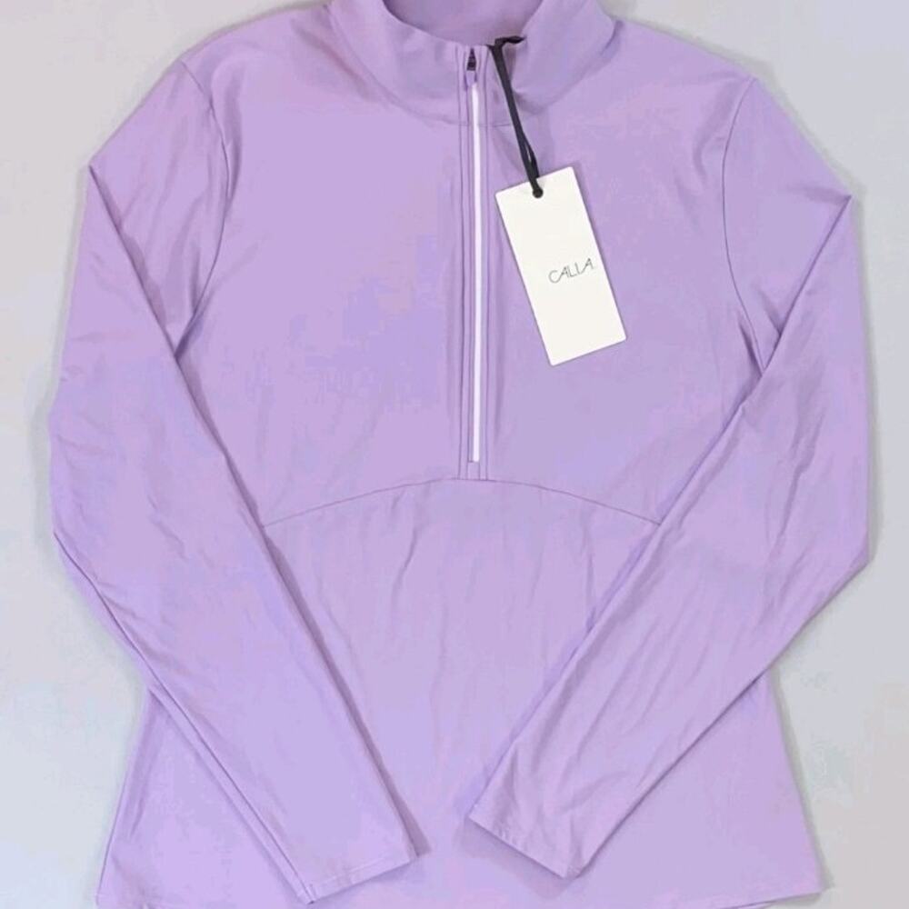 CALIA Women's Powermove UV Quarter Zip Long Sleeve Shirt in Lavender NWT sz L